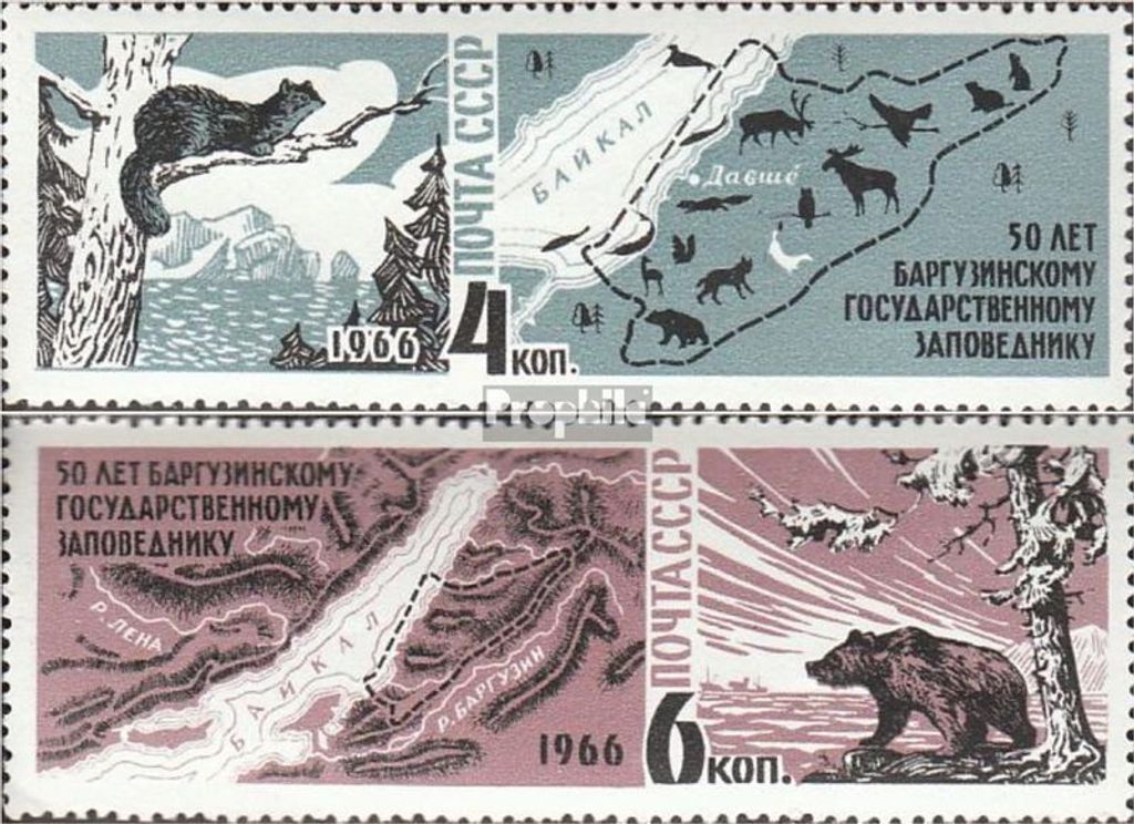 Briefmarken Sowjetunion 1966 Mi 3233-3234 (kompl.Ausg.) gestempelt Naturschutzgebiet Bargusin