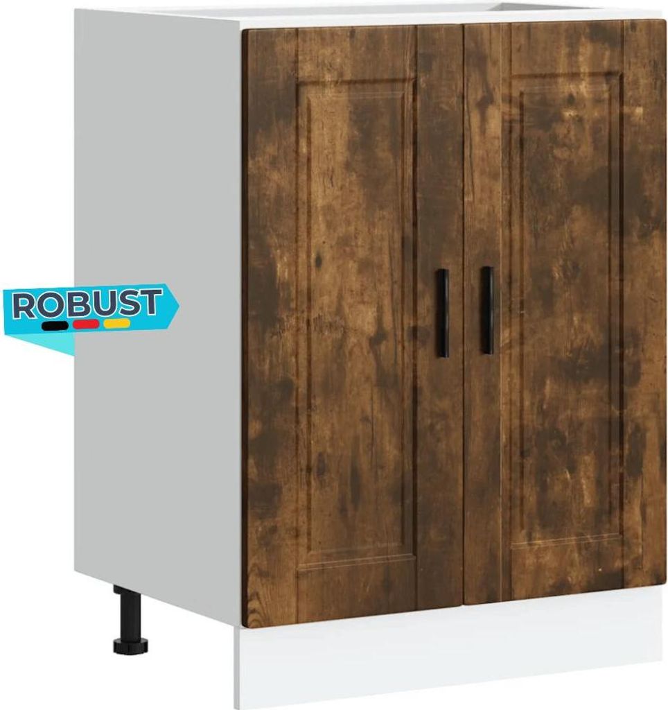 Küchenunterschrank THEO Räuchereiche 60x46x81,5 cm | Küche Unterschrank mit Türen