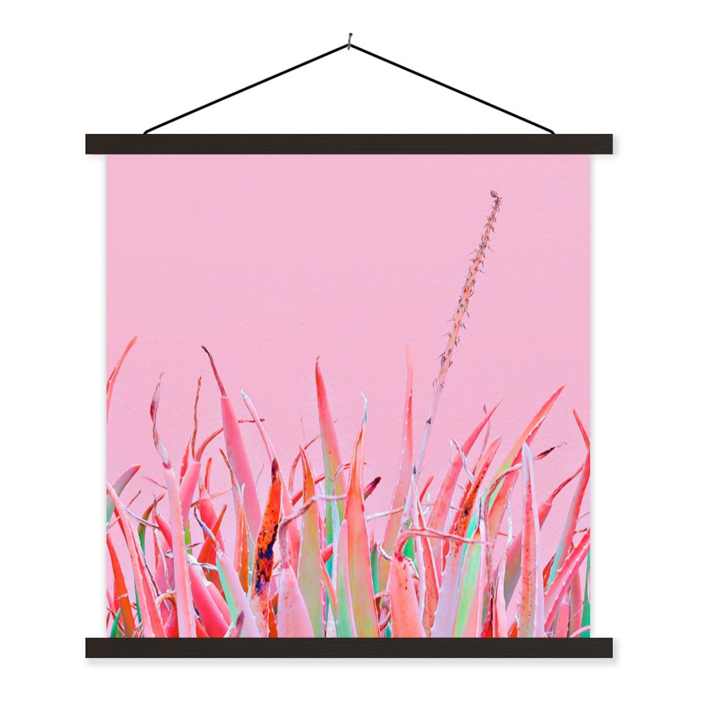 MuchoWow Textilposter Sommer - Pflanzen - Pastell 120x120 cm mit schwarzem Rahmen - Aufhängungsset