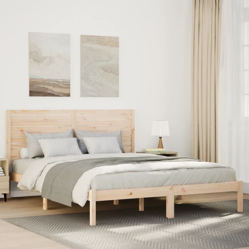 (NEU 2026) Massivholzbett/Bettrahmen, Extra Lang ohne Matratze, 140x220 cm - Klassische Betten - 29.65 kg