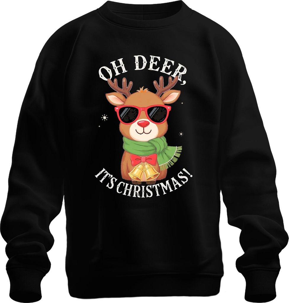 Oh Deer It's Christmas Rudolph Sonnenbrille Schal Glocken lustig Uni Sweatshirt Pullover, Schwarz, XL