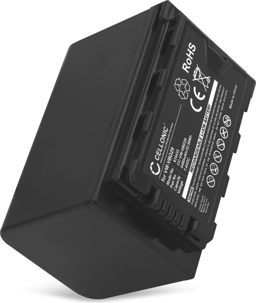 CELLONIC, Batteria per Fotocamera compatibile con Panasonic HC-X2000, HC-X1500, HC-MDH3, AG-DVX200 (7.4V, 4400mAh)