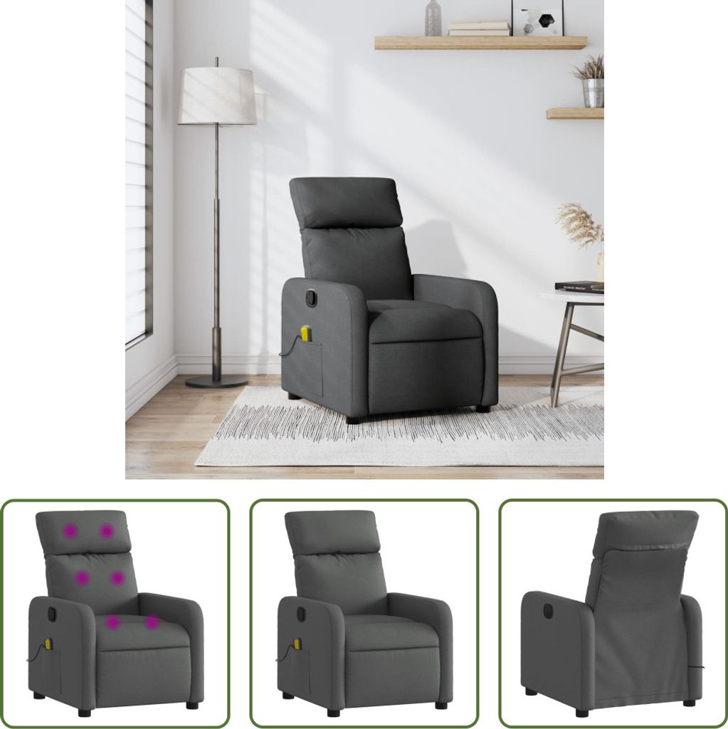 The Living Store Massagesessel Dunkelgrau Stoff