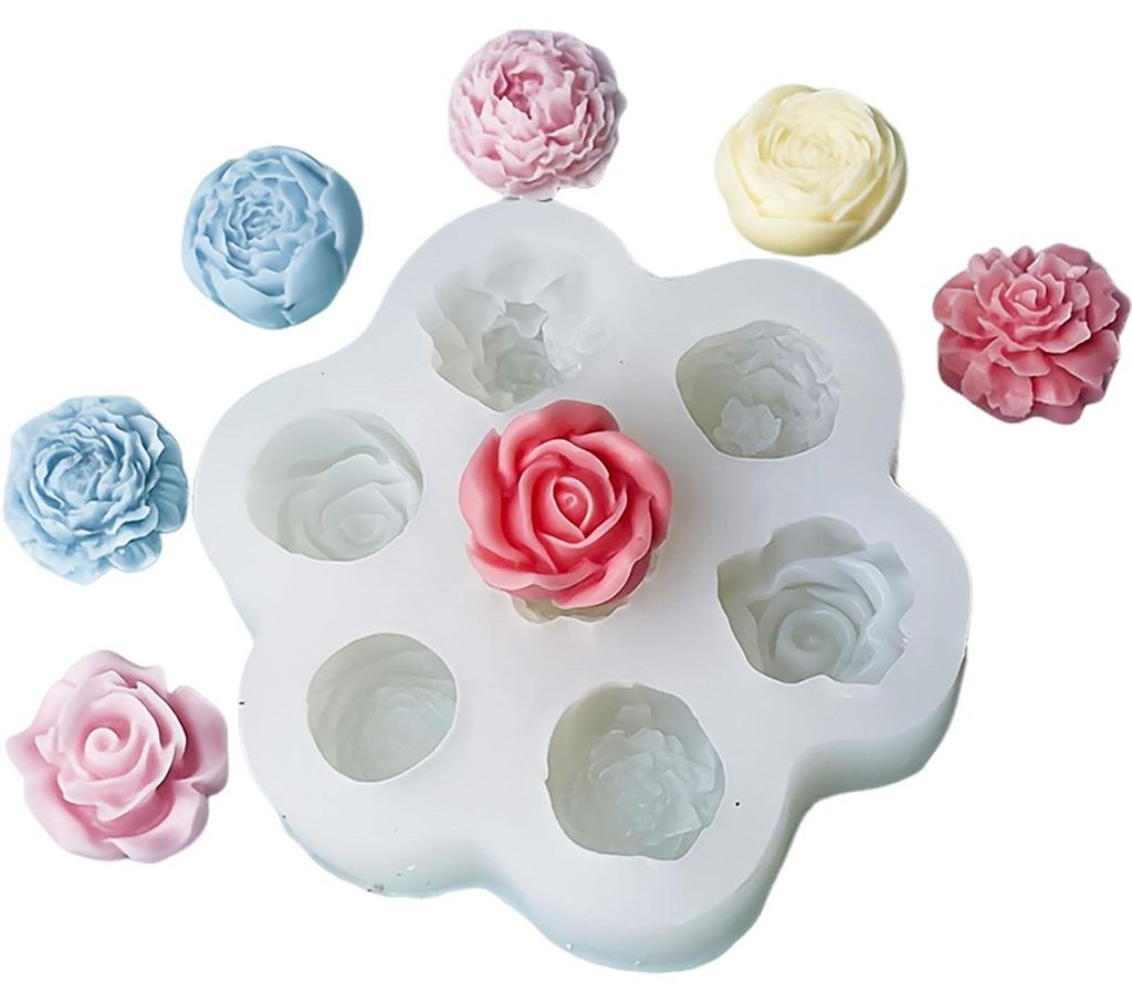 Silikonformen für Blumen, Kerzen, Rosen, Nelken und Pfingstrosen; 3D-Mini-Kerzenformen in Form von Rosen für Seife, Schokolade, Aromatherapie und...