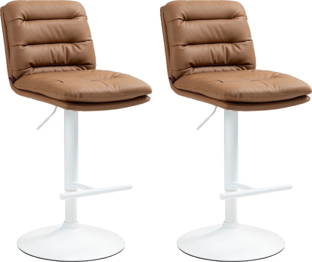 CLP 2er Set Barhocker Damar Kunstleder höhenverstellbar und drehbar Farbe:hellbraun;Gestell Farbe:weiß