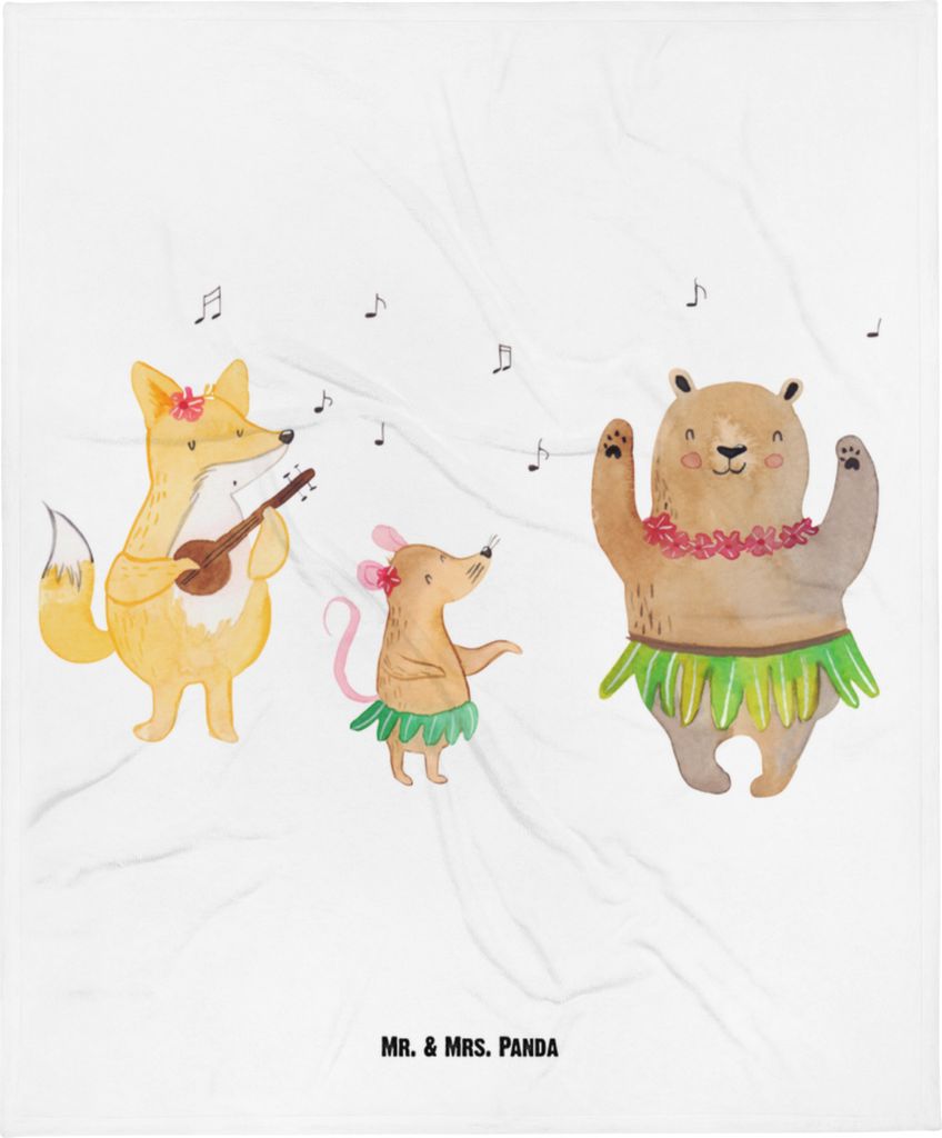Mr. & Mrs. Panda Fleecedecke Waldtiere Aloha - Weiß - Geschenk, Lustige Sprüche, Plaid, Tanzen, Erstlingsdecke, Musik, Igel, Babydecke, Wald, Sch...