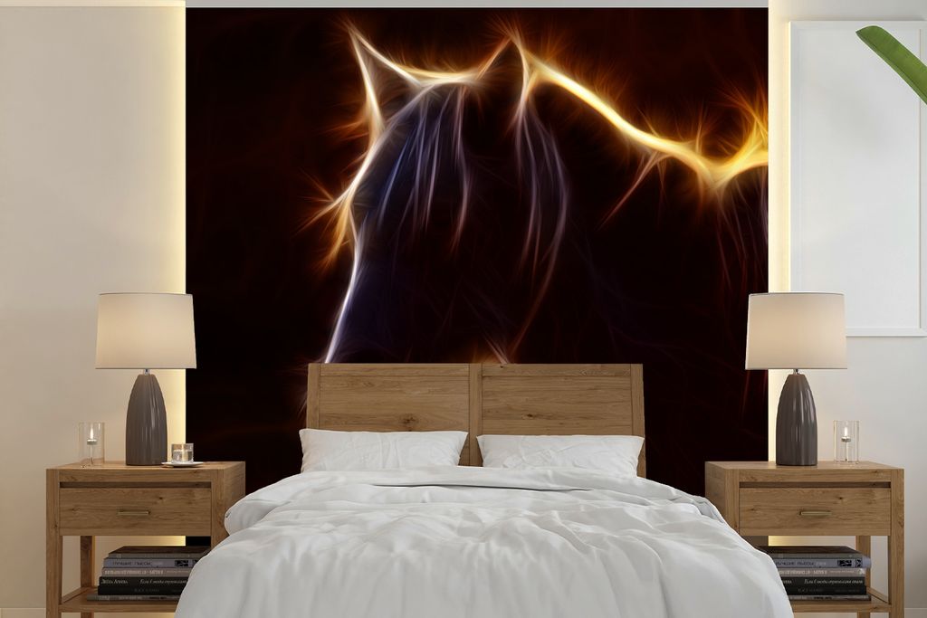 MuchoWow Fototapete für Wohnzimmer oder Schlafzimmer Wandtapete Vinyl Motivtapete Pferd - Kontur - Leicht - 220x220 cm - Tapeten
