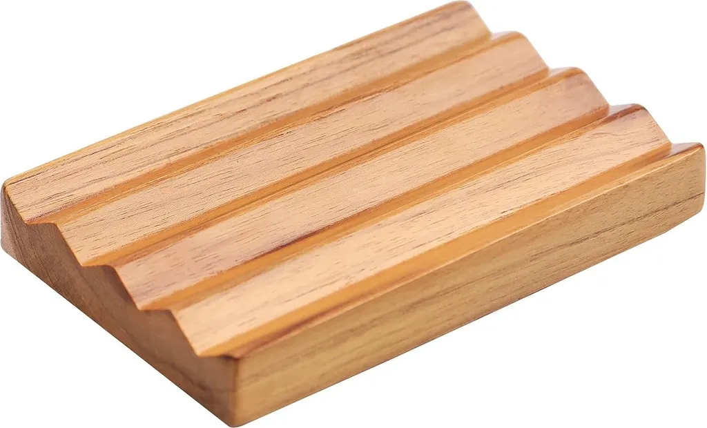 Porte-savon cuisine et douche en teck : gardez votre savon au sec 12cm