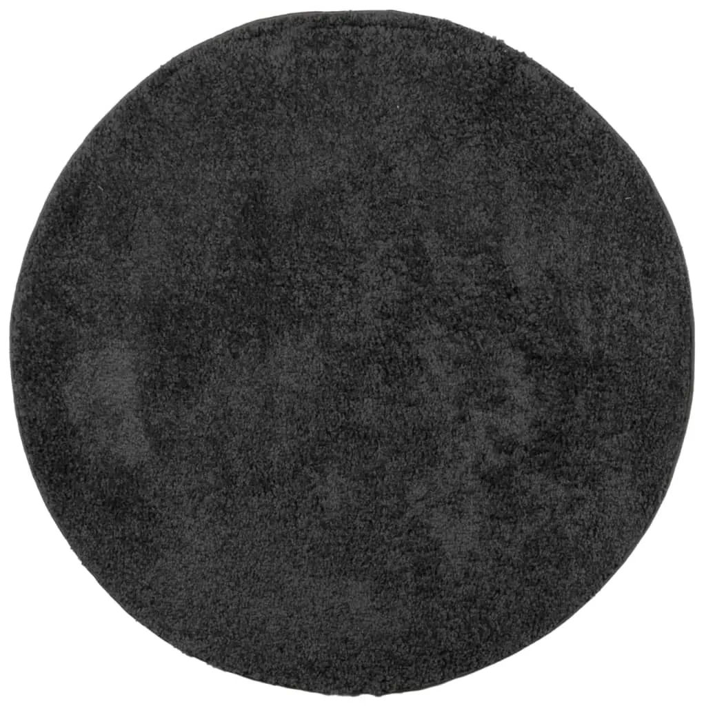 Tapis Shaggy Anthracite Ø 80 cm Anti-Froid et Moelleux Velours Haut