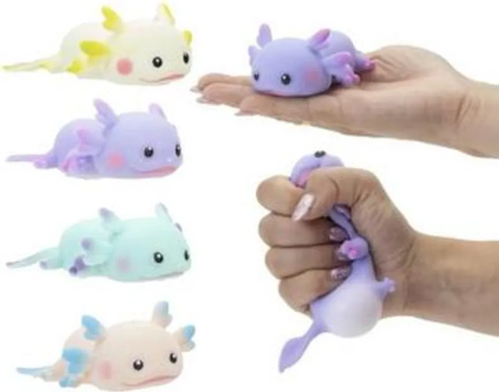 Axolotl à presser : Jouet anti-stress pastel 12 cm de qualité premium