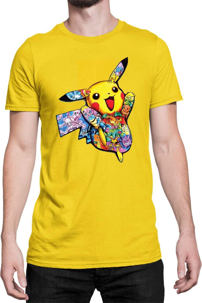 Herren T-Shirt Japan Manga Anime Comics Pokemon 035, Man XL / Gelb