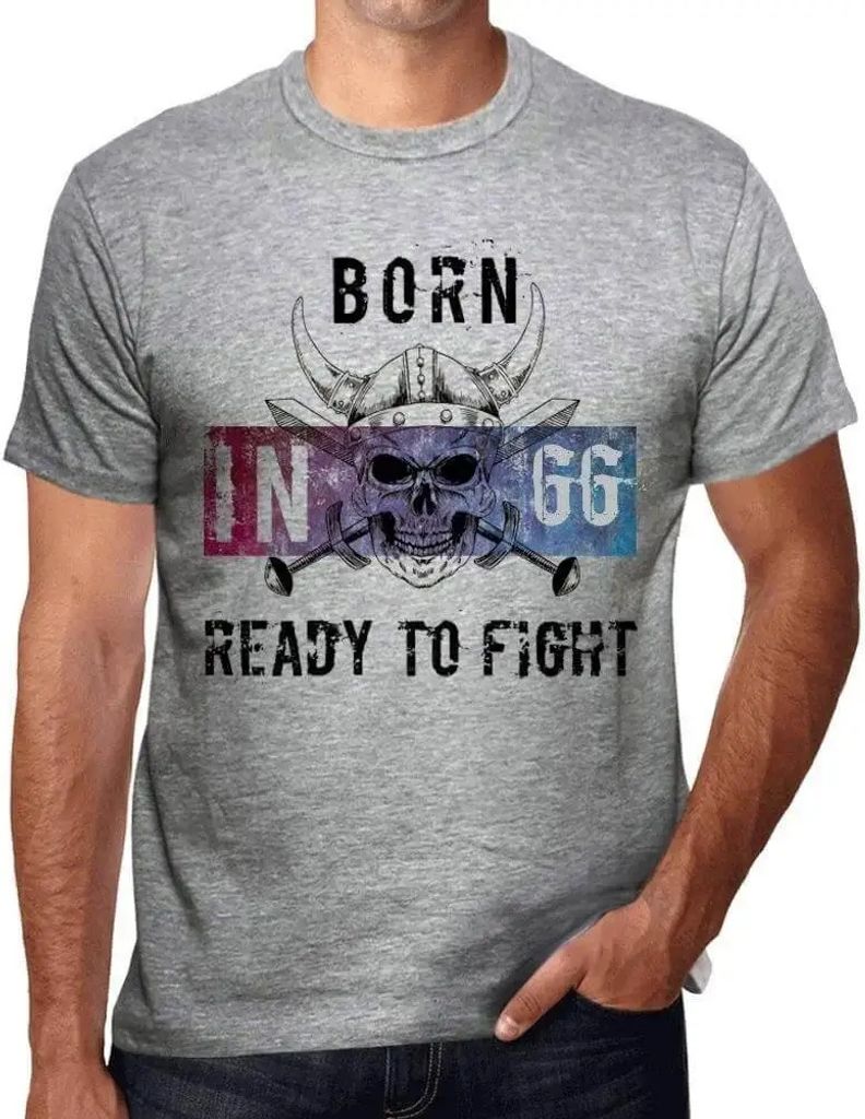 Herren Grafik T-Shirt Geboren im Jahr 66 bereit zu kämpfen – Born In 66 Ready To Fight – Geschenk 66. Geburtstag Jahrestag 66 Jahre Jubiläum 66