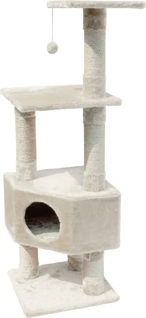 Arbre à chat LOONAA 135 cm beige avec plateformes et niche douillette