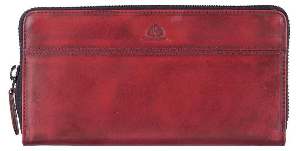 GREENBURRY Geldbörse Destressed RV-Long Wallet RFID Deep Red dunkelrot