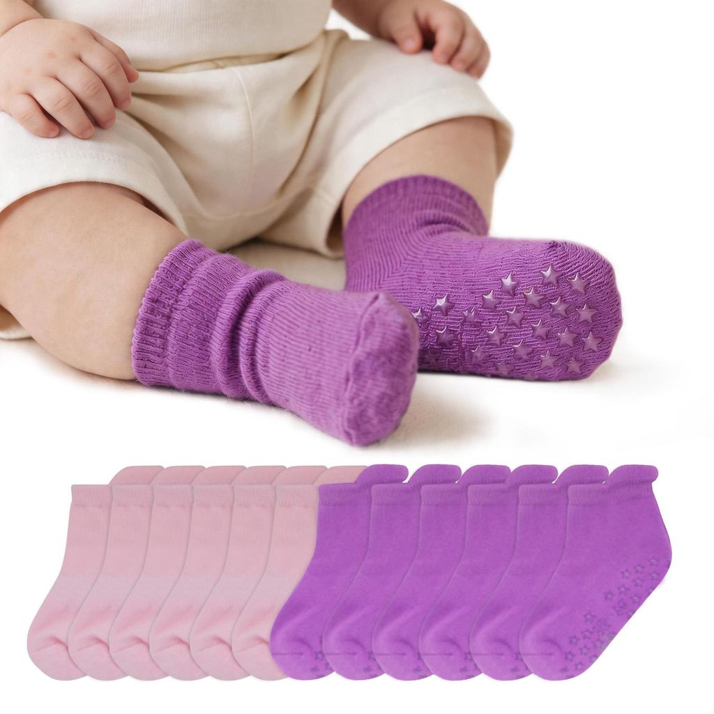 Yalion 12 Paar Stoppersocken Kinder ABS Antirutschsocken, Baumwolle Rutschfeste Socken für Kleinkinder Jungen Mädchen, Krabbelsocken Baby 6-18 Mo...