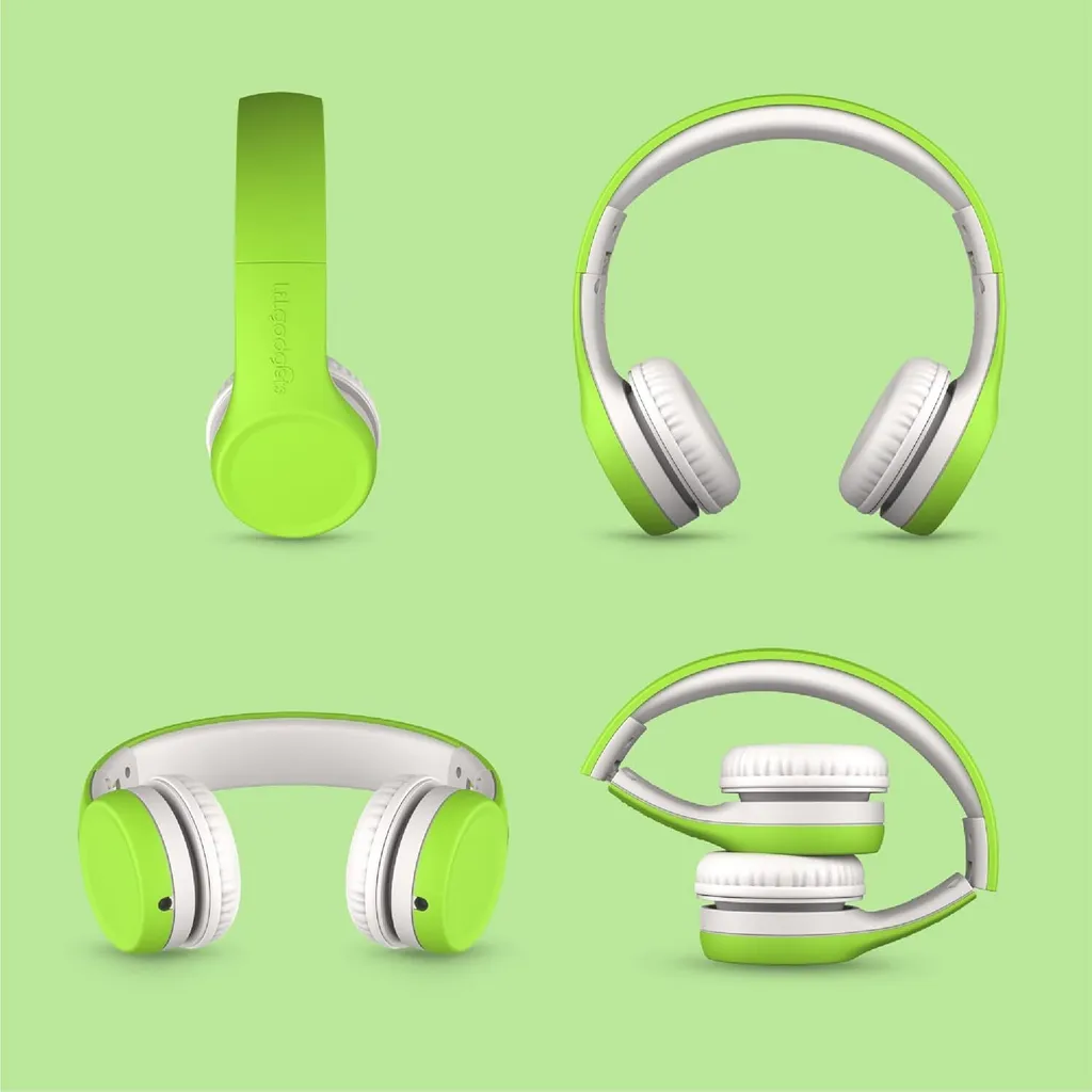 Cuffie Cablate Per Bambini Con Microfono E Limitatore Di Volume 85/94 DB – Pieghevoli, Verde, Per Scuola E Viaggi