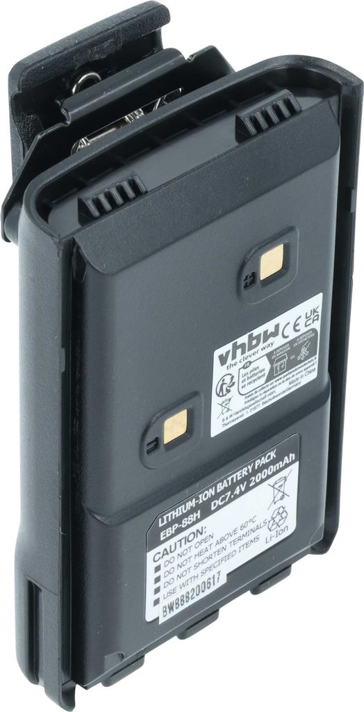 vhbw Akku kompatibel mit Alinco DJ-A41, DJ-A446, DJ-A11, DJ-A46, DJ-A10, DJ-A40 Funkgerät, Walkie Talkie (2000 mAh, 7,4 V, Li-Ion) + Gürtelclip