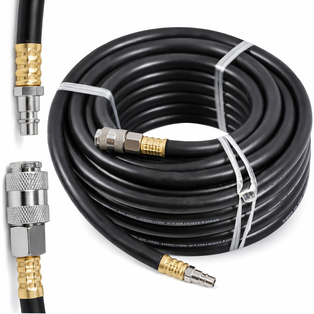 Gepresster, verstärkter Pneumatikschlauch für Kompressor, 20 Meter, 20 bar, elastischer Gummi
