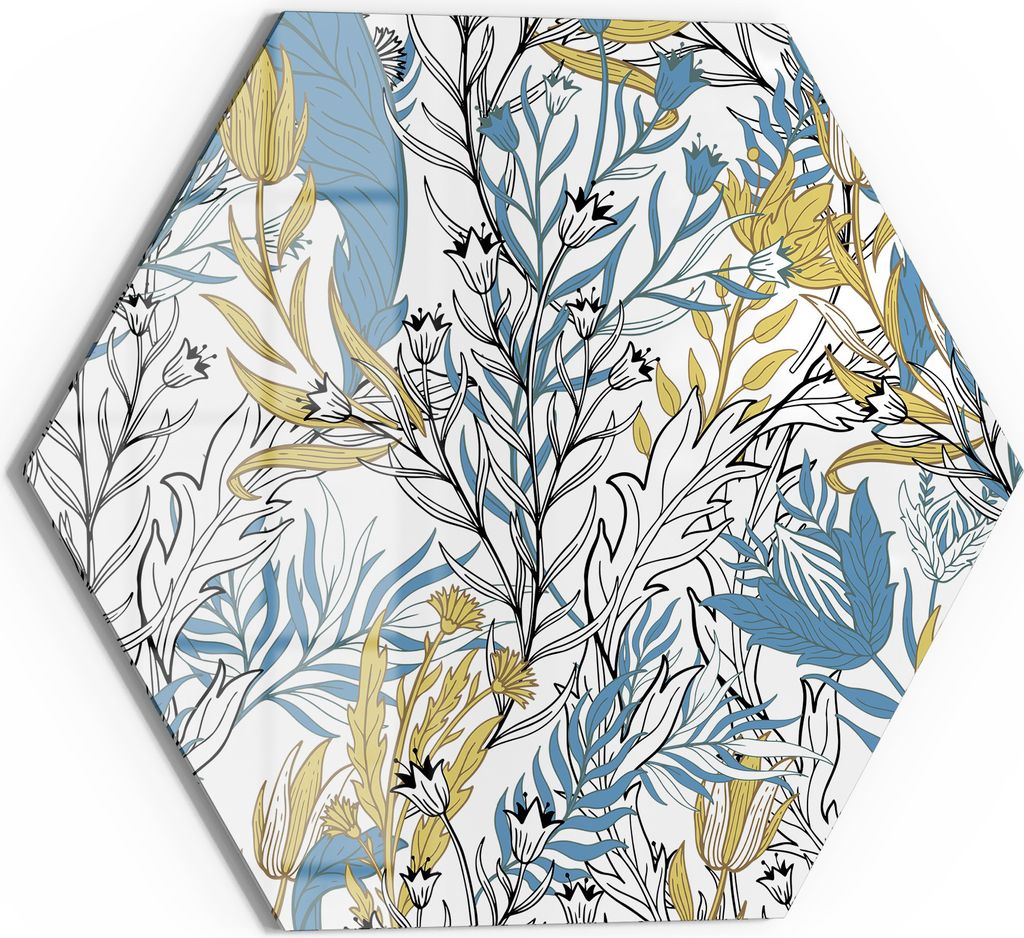 DEQORI Magnettafel Glas 55x48 cm 6-eckig 'Detailreiche Gewächse' beschreibbar Whiteboard Küche