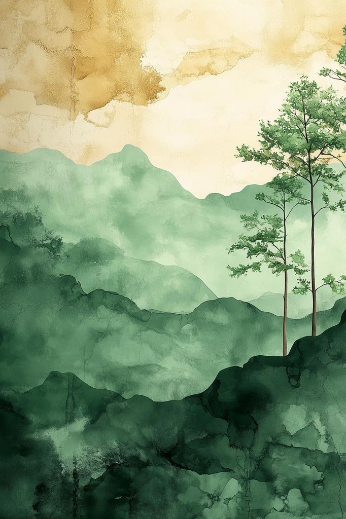 Poster 40x60cm Blätter und Linien Minimalistisch, Innenräume Skandinavischer Stil