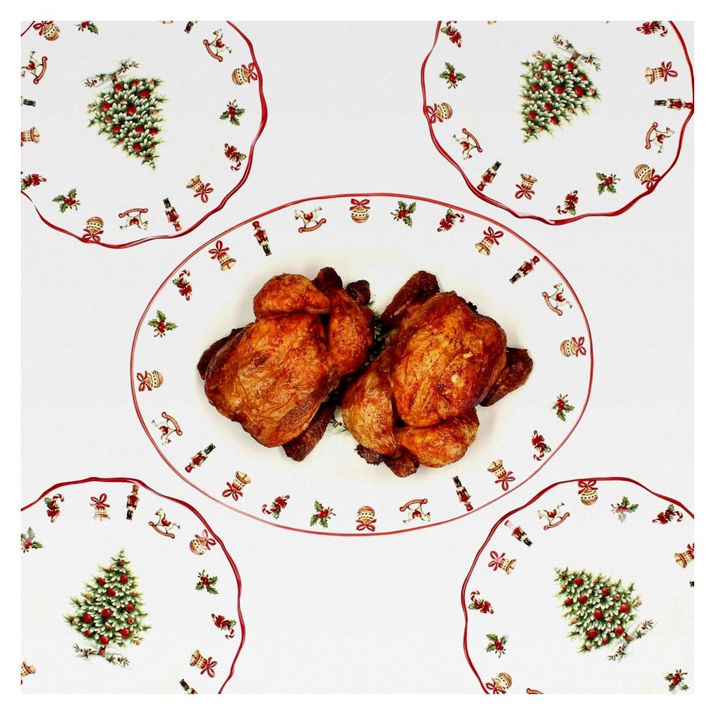 5-teiliges Lunch-Set Maestro Natale I italienisches Keramikgeschirr für 4 Personen mit Weihnachtsdekor I 1x Servierplatte & 4x Speiseteller
