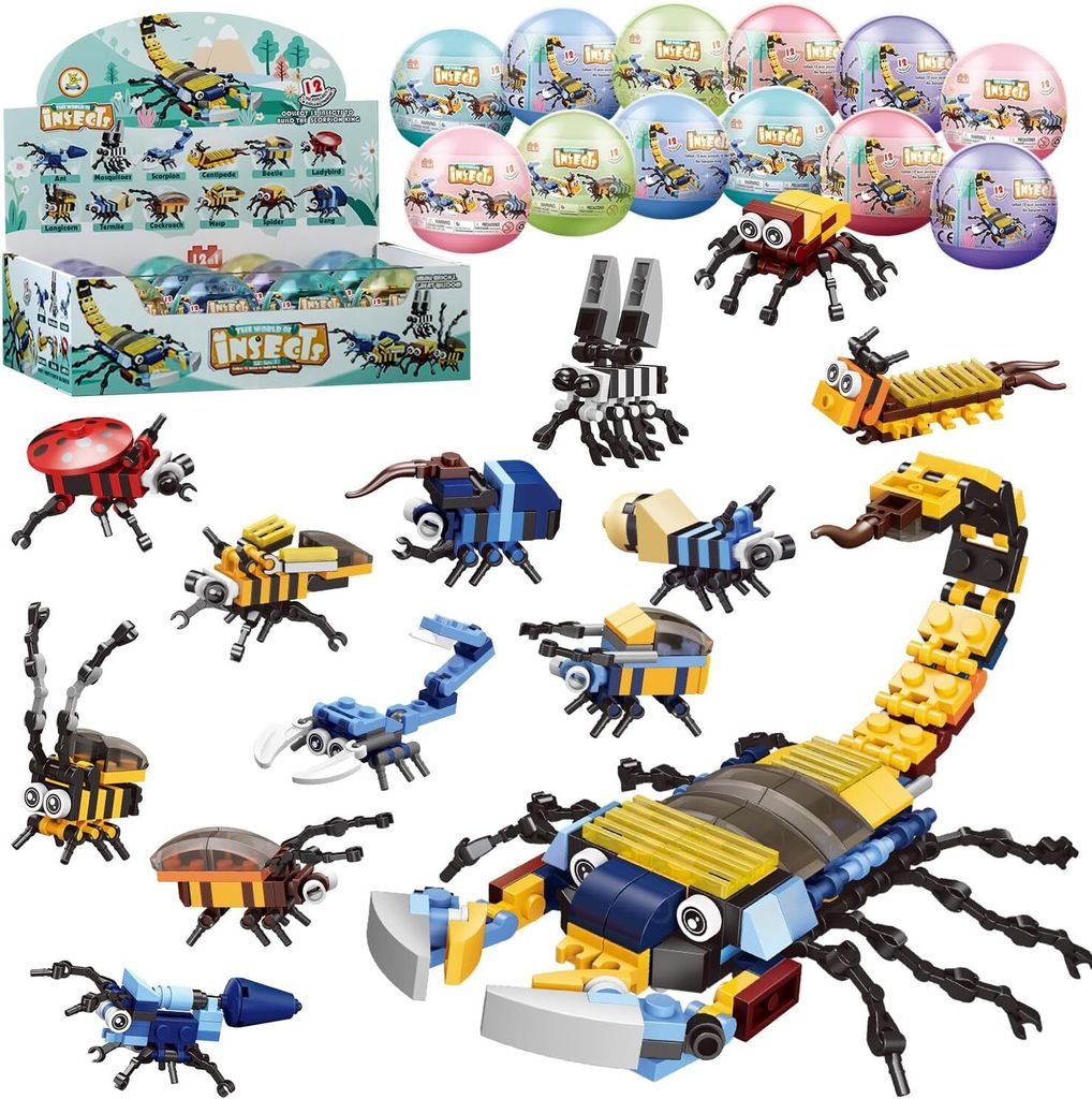 12 Pcs Scorpion Building Blocks Set-12 in 1 Pre gefüllt Ostereier, Egg Surprise Animal Toys, Ostereierjagd, Osterkorb Stuffers, Party Favorit für...