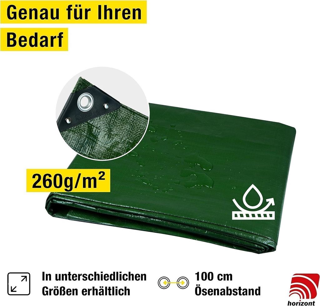 Abdeckplane grün 260g/m², Plane 4x8m mit verstärkten Ecken, Produktbild 2