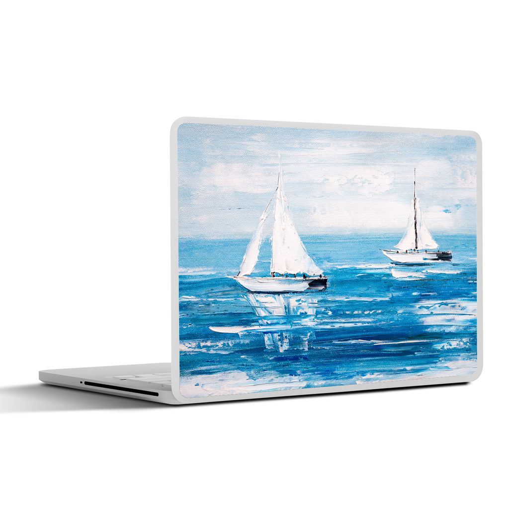 MuchoWow Laptop Aufkleber Sticker Cover Malerei - Ölfarbe - Boot - Wasser 40x30 cm - Laptop Dekoration - Selbstklebend
