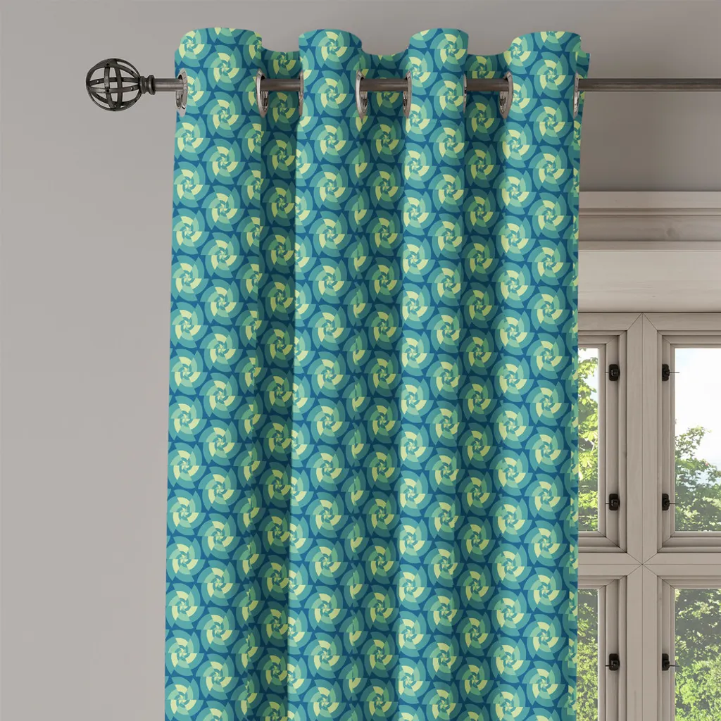 Rideau design fractal bleu sarcelle 280x175 cm avec œillets métalliques