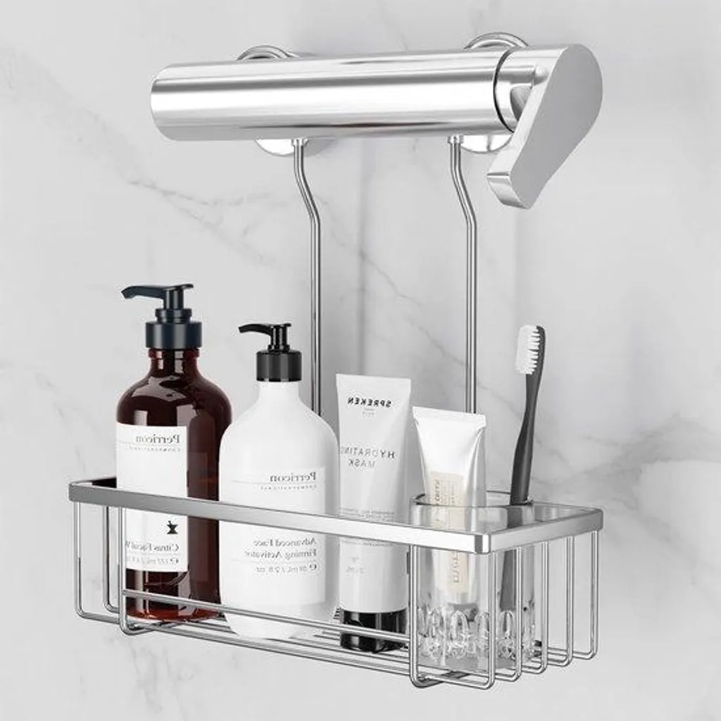 Rangement de douche pour shampoings et accessoires inox 28 x 105 x 75 cm