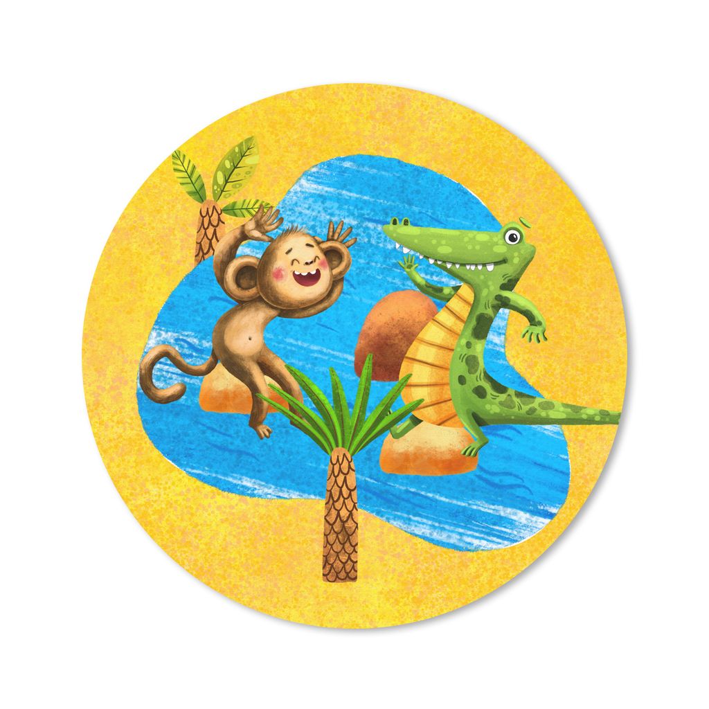 MuchoWow Mauspad Mousepad Affe - Krokodil - Dschungel - Wasser 20x20 cm - Mousepads - Maus Mat - Pad - Mausunterlage - Schreibtischmatte