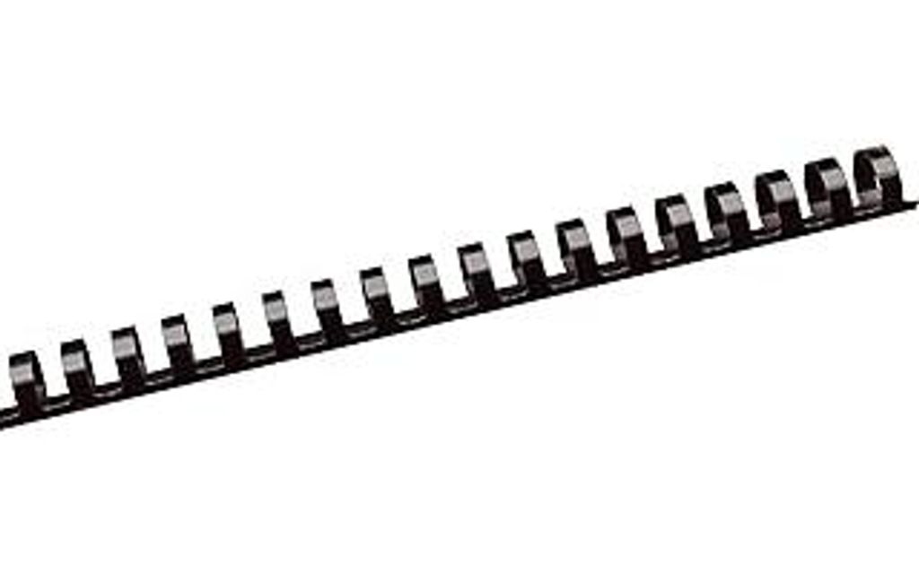 Albyco Plastikbinderücken, Binderinge, Bindekämme aus Kunststoff, 21 Ringe, ø 10 mm Schwarz, Bindekapazität 65 Blatt, Länge A4, 100 Stück
