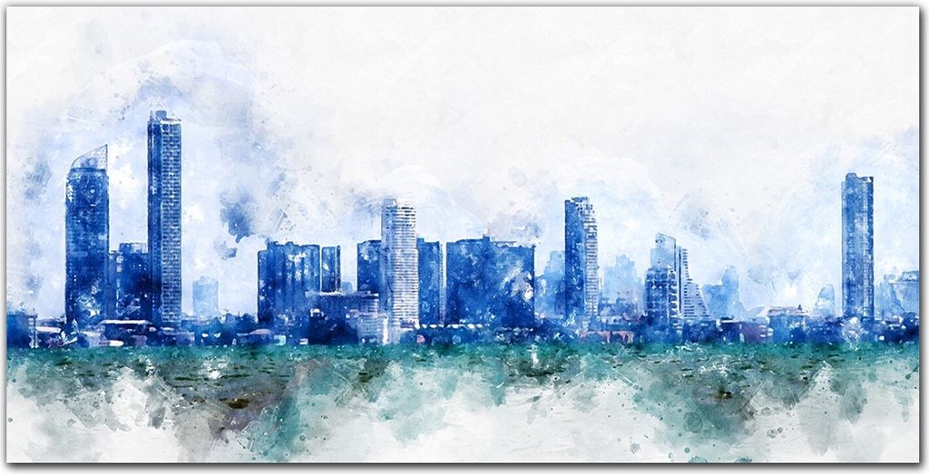 Coloray Bild aus Acryl 140 cm x 70 cm - Küche Wanddekoration Dekoration Wohnzimmer Gehärtetes Acryl Bild auf Acrylglas - Malerei Stadtgebäude