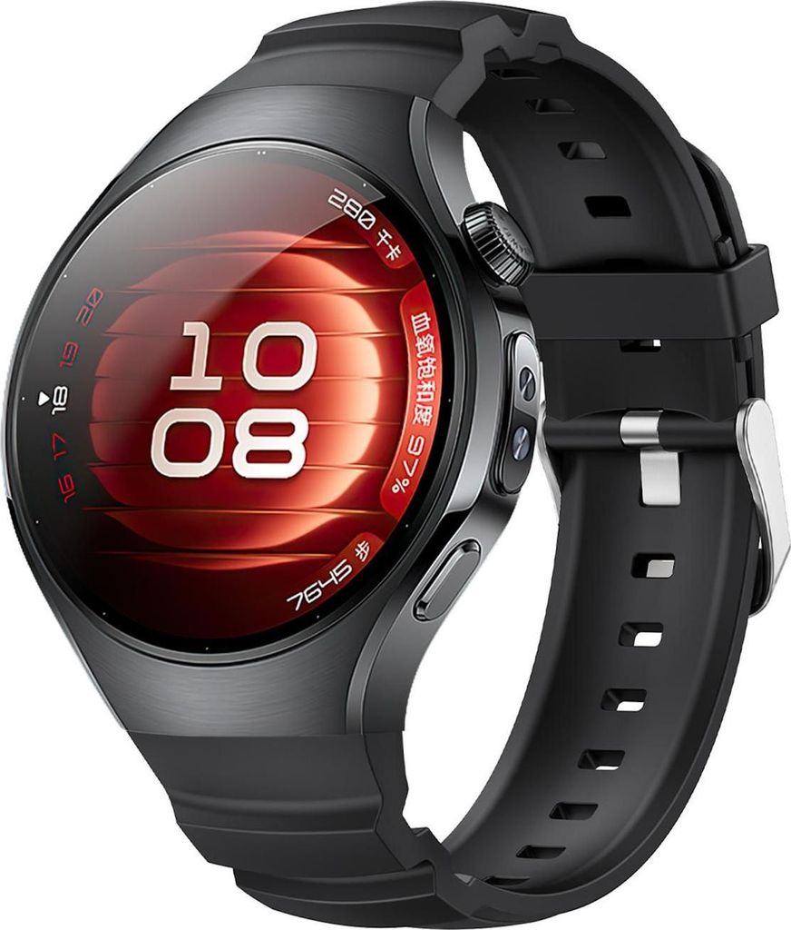 Für Huawei Watch 5 42mm Silikon klassische Metallschließe Ersatz Smart Watch Armband Schwarz