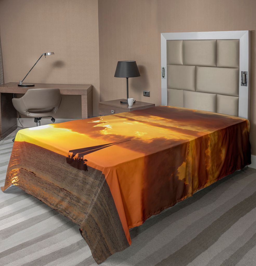 ABAKUHAUS Segelboot Bettlaken, Die Letzten Sonnenstrahlen Über Dem Ozean Segelboot Freedom Relaxing, weiches bequemes oberes Bettlaken für ein de...