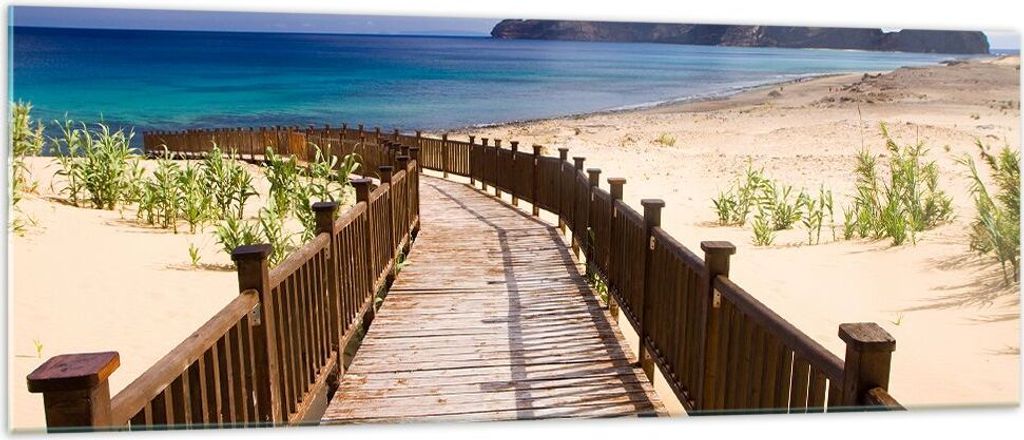 Bilder auf glas - Ozean Strand Sand Ufer - 140x50cm - Glasbilder - Wandbilder - Kunstdruck - zum Aufhängen bereit - Wanddekoration aus Glas - Glas...