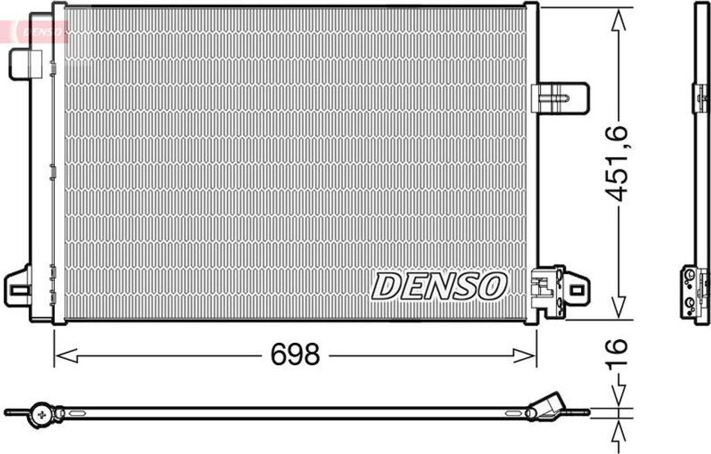 DENSO DCN32028 Kondensator, Klimaanlage OE 7E0820411F kompatibel mit Multivan VI, Caravelle VI, Transporter VI