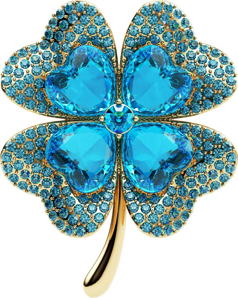 PINETS Spilla Quadrifoglio Blu Zirconi: Accessorio Glamour per Outfit