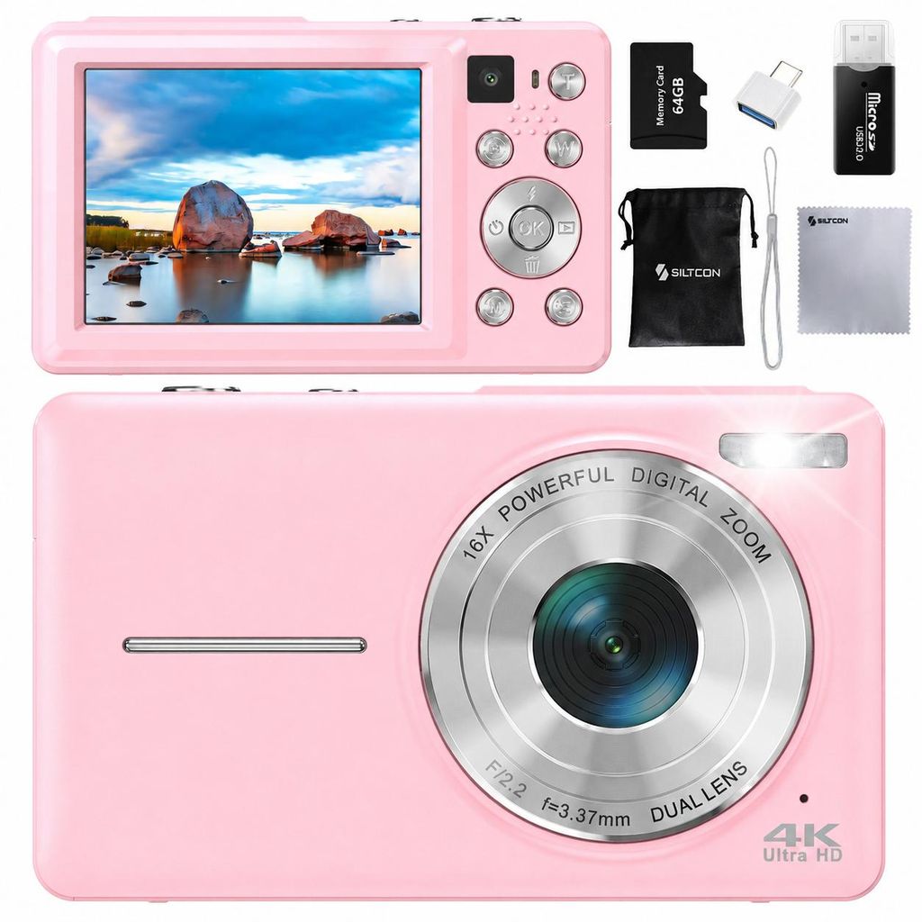 Siltcon® Digitalkamera 4K 64MP – 3-Zoll-Display, 16x Zoom, Produktbild 
