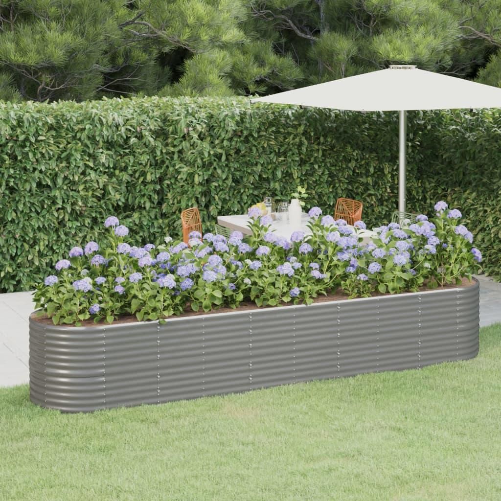 Parterre surélevé Acier revêtu par poudre 368x80x68 cm Gris Image du produit 