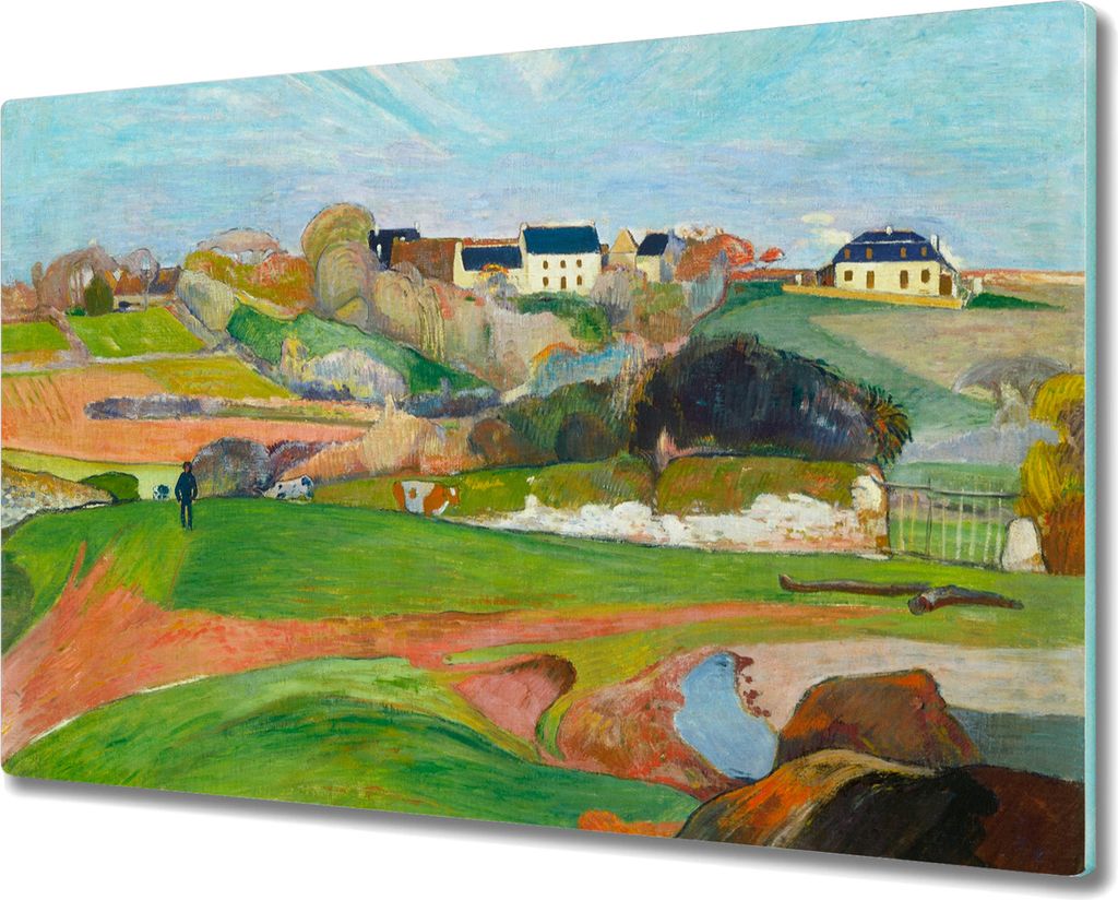 Coloray Schneidebrett Herdabdeckplatte 80x52 cm Kochplattenabdeckung Küchenbrett Hackbrett - Landschaft Gauguin in Le Pouldu