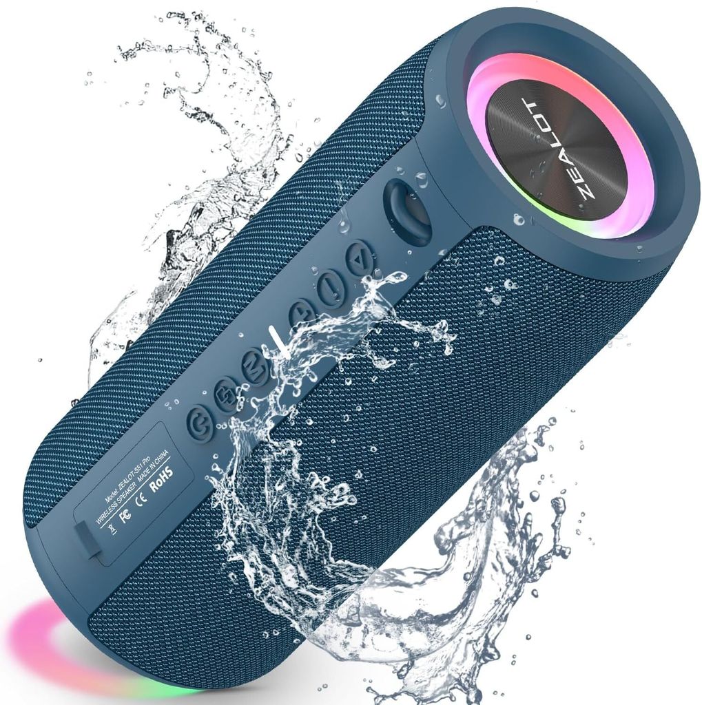 ZEALOT Bluetooth Lautsprecher S51 Pro mit Licht: Tragbare Musikbox, 40W kraftvoller Stereo, Dual Pairing, AUX-Anschluss, USB,Micro SD/TF,Bluetooth 5.2