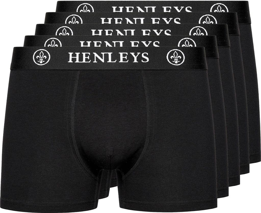 Henleys - "McBlacken" Boxershorts für Herren(5er-Pack) BG1335 (S) (Schwarz)