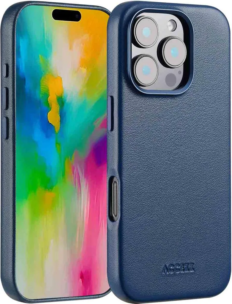 Custodia iPhone 16 Pro Pelle MagSafe - Minimal Blu Notte Accezz - 1