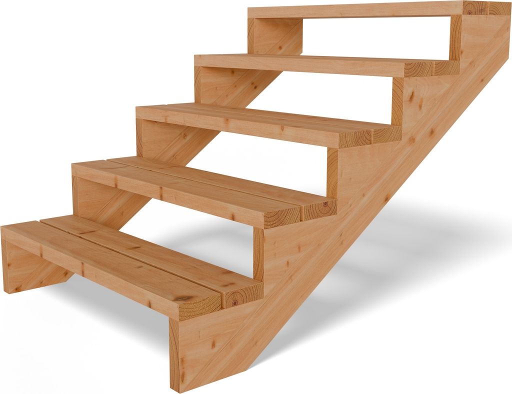 Terrassentreppe aus Lärche Treppe Stufen Wangentreppe Breite Größe: 5-stufig Breite: 95 cm