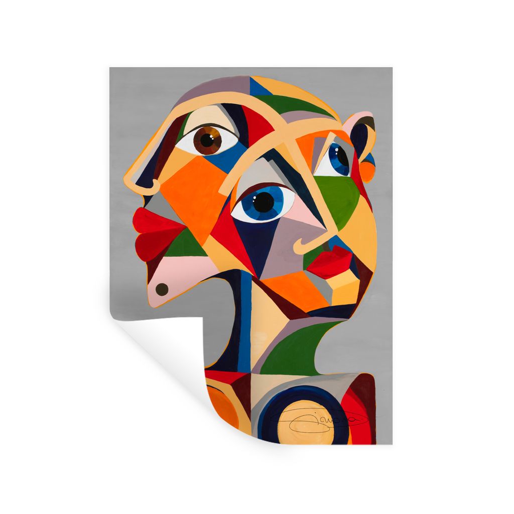 MuchoWow Wandtattoo Wandsticker Wandaufkleber Gesichter - Bunt - Abstrakt - Augen 120x160 cm Selbstklebend und Repositionierbar - Wierderverwendb...