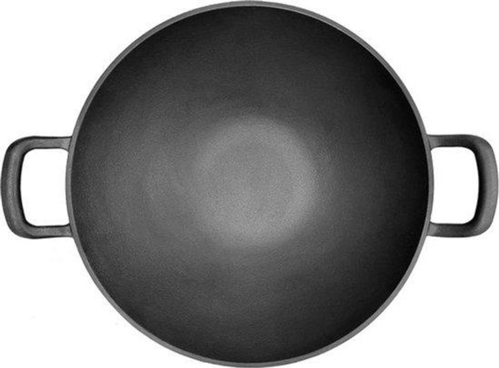 Gusseisenwok 36cm Durchmesser groß für Grillen und Induktion