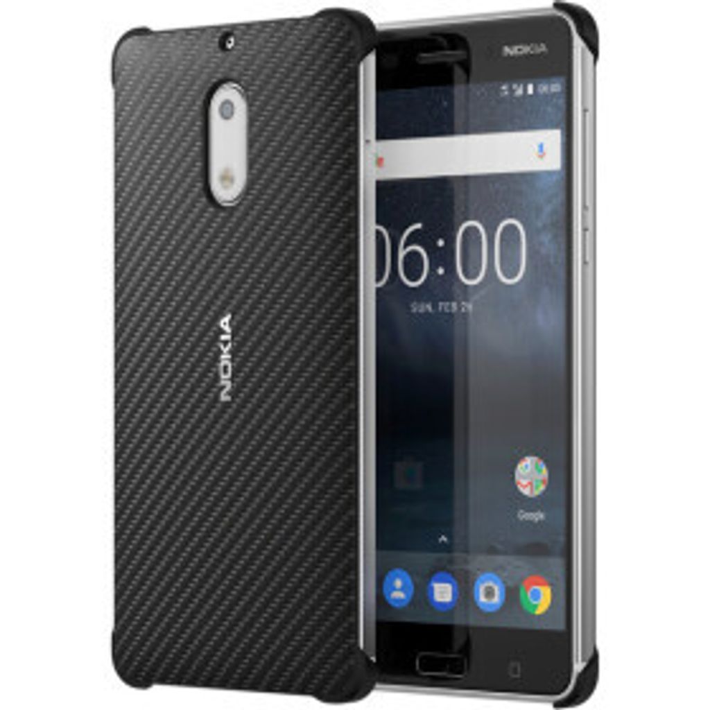 Original Carbonhülle für Nokia 6 Schwarz Handy Tasche Schutz Case
