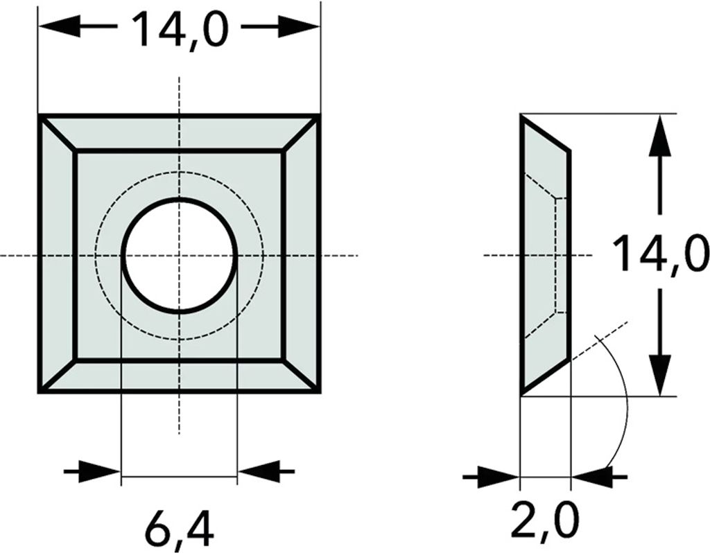 10 Plaquettes Réversibles 30° 14x14x2 Mm Pour Rabot à Vernis Metabo LF724S - Réf. 10670750 - Fabriqué En Allemagne