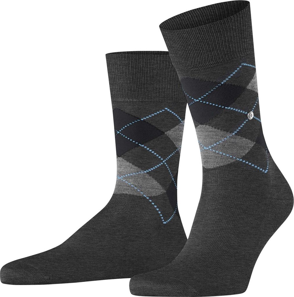 Burlington Herren Socken - Manchester, Rautenmuster, Baumwolle Anthrazit 40-46